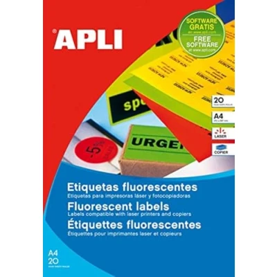 Afbeelding van APLI PAPER Zelf klevende laag fluorescerend rood 64 x 33.9 mm 480 etiket(ten) (20 vel(len) 24) etiketten