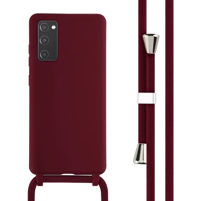 Afbeelding van iMoshion hoesje Geschikt voor Samsung Galaxy S20 FE met koord Siliconen Donkerrood