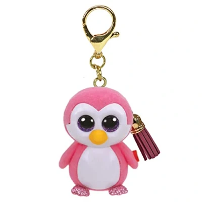 Image de Porte clés en peluche Ty Mini Boos Clip Glider Le Pingouin Rose et Blanc