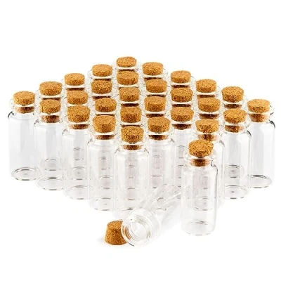 Afbeelding van 0x kruidenpot set met kurk, mini glazen flesje, snoeppot set, opslag van oliën, specerijen, kruiden of thee ca. 10 ml (030 stuks)