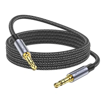 Afbeelding van MOSWAG AUX kabel 3,5 mm mannelijk naar hulpkabel 2 m audio aansluiting nylon gevlochten stereo jack voor telefoons, hoofdtelefoon, luidsprekers, tablets