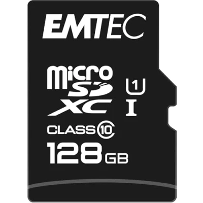 Image de MicroSDXC 128Go EMTEC +adaptateur CL10 Gold+ UHS I 85MB/s Sous blister