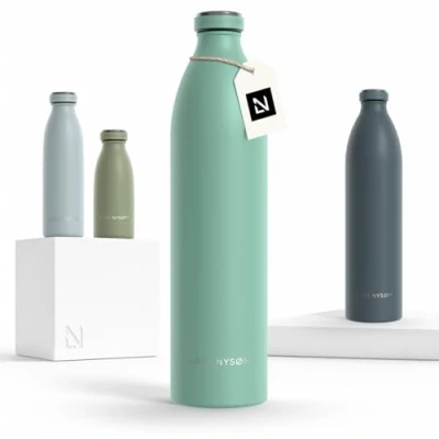 Afbeelding van LARS NYSØM &#039;Ren&#039; Roestvrijstalen drinkfles 1500ml BPA vrij geïsoleerde waterfles 1,50 Liter Aqua Turquoise