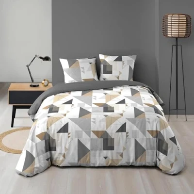 Afbeelding van douceur d&#039;intérieur, 3 delige set (240 x 220 cm) Trigone, bedrukte microvezel