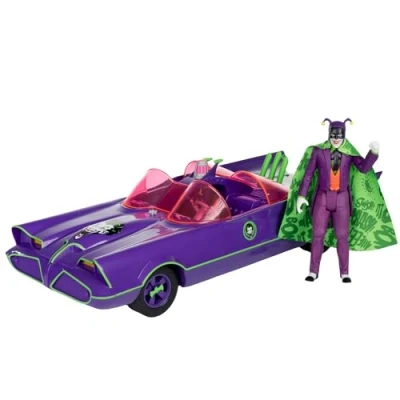 Afbeelding van DC Retro Action Figure with vehicle Batman 66 Batmobil Joker (Gold Label)