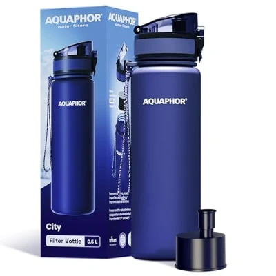 Afbeelding van AQUAPHOR City Bottle Reiswaterfles met actieve koolfilter, filtert chloor en onzuiverheden, gemaakt van Tritan BPA vrij, blijf onderweg gehydrateerd