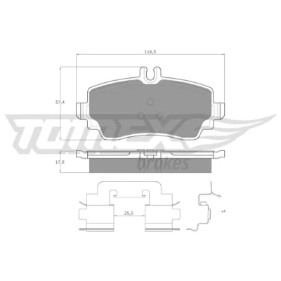 Afbeelding van TOMEX brakes TX 12 76 Remblokkenset Vooras Geschikt voor slijtage waarschuwingscontact Met toebehoren MERCEDES BENZ: A Class