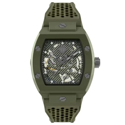 Afbeelding van Philipp Plein The Skeleton Ecoceramic PWVBA0223 Horloge Siliconen Groen Ø 44 mm