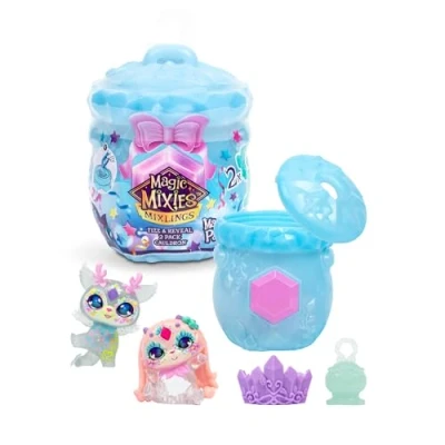 Afbeelding van Magic Mixies mixlings Magicus Party magische ketel met 2 poppen, Unboxing, 30 verdeeld in 4 verzamelteams vaardigheden, kinderen vanaf 3 jaar, beroemd (MGX17000)
