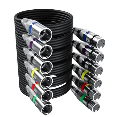 Afbeelding van 6 stuks Xlr kabel, 3 m, Dmx, polig, kabel controller, Dmx Plug, Audio aansluiting, voor microfoon, of