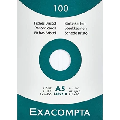 Afbeelding van Exacompta 13808B indexkaarten, 148 x 210 mm, wit, 100 stuks