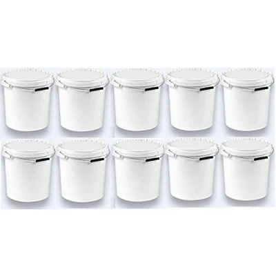 Afbeelding van Silplast 10 stuks 20 liter emmers met wit deksel, melkemmers/opslag, stapelbaar, honingemmer, kunststof emmer voor levensmiddelen, lege meel, wateremmer