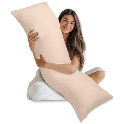 Image de Utopia Bedding Zijslaapkussen lichaamskussen voor borstvoeding en zwangerschap (1, Beige, 50x135 cm)