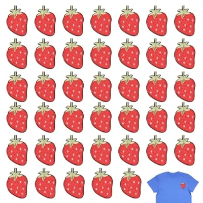 Afbeelding van 40 stuks strijkbare geborduurde patches met aardbeienpatroon voor het repareren van jassen en jeans