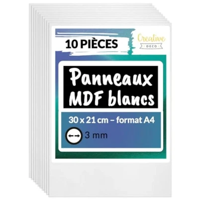 Afbeelding van Creative Deco 10 x A4 MDF Plaat Wit 300 210 3 mm Perfect voor Lasersnijden, CNC Frezen, Modelleren, Freeswerk, Figuurzagen