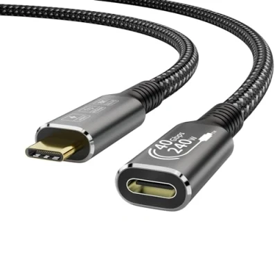 Afbeelding van YIWENTEC USB4 8K 0,8 m Thunderbolt 4 kabel compatibel met type C mannelijke vrouwelijke verlengkabel Ultra HD @60Hz 100W opladen 40gbps overdracht externe SSD egpu USBC dock