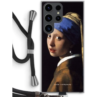 Afbeelding van hoesje met Koord geschikt voor Samsung Galaxy S23 Ultra The Pearl Earring Telefoonhoesje Zwart Bescherming aan alle Kanten en Over de Schermrand