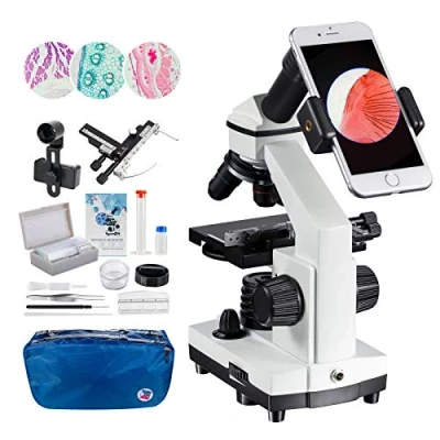 Afbeelding van 2000x Laboratorium Optische Microscoop LED Mobiele Liniaal met Voorbereide en Lege Blades Lensadapter