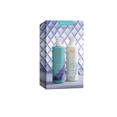 Afbeelding van Moroccanoil Duo Blonde Kit 2024 Pakket Grijs/wit/platinablond haar Blond Cadeauset Haarverzorging