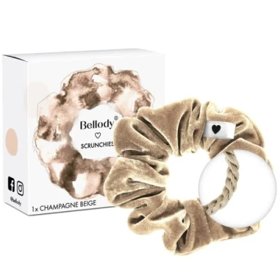 Afbeelding van Bellody® Originele haarelastiekjes Elegante haarbanden zorgen voor een goede grip (1 stuk fluweel beige)
