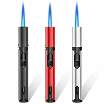 Afbeelding van Navulbare gasaansteker, stormaansteker, winddichte aansteker, lange steel voor open haard, barbecue, oven, vuurwerk (verkocht zonder gas)