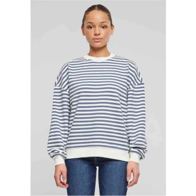 Afbeelding van Urban Classics Striped Crewneck Sweater, Dames, Maat: XXL, Whitesand vintageblue