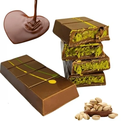 Afbeelding van Premium Dubai chocolade met pistachecrème Handgemaakt snoep pistache Gevuld delicate en gegrilde deegdraden (handgemaakte uit 100 g)