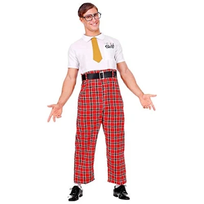 Afbeelding van Widmann Leraar &amp; Professor Scholier Student Kostuum Te Slim Om Mooi Zijn Nerd Man Rood, Wit / Beige Large Carnavalskleding Verkleedkleding
