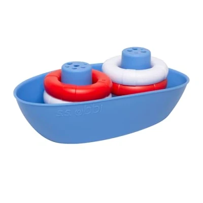 Afbeelding van Ubbi Boat &amp; Buoys Bath Toys, inclusief 1 boot en 4 Buoys, Time Toys voor peuters