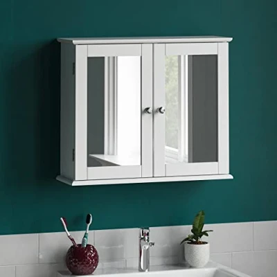 Afbeelding van Bath Vida Priano Wandkast met dubbele deur, spiegelkast, wit