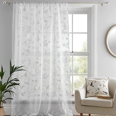 Afbeelding van Dreams &amp; Drapes Darnley Gordijn met split aan de bovenkant, wit, 140 x 228 cm