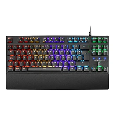 Afbeelding van MARSGAMING MKXTKLBES, mechanisch toetsenbord, ultra compact, TKL RGB, polssteun, Switch OUTEMU SQ blauw, Spaanse taal