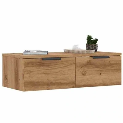 Afbeelding van Wandkast 68x30x20 cm bewerkt hout artisanaal eikenkleurig