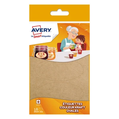 Image de 18 Etiquettes ovales couleur kraft 4,1 x 8,9 cm