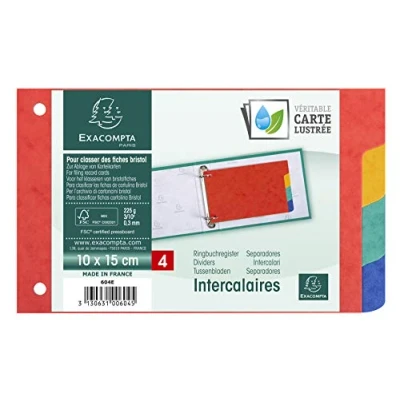 Afbeelding van Intercalaires pour fiches bristol carte 180g forever 4 positions 100x150mm