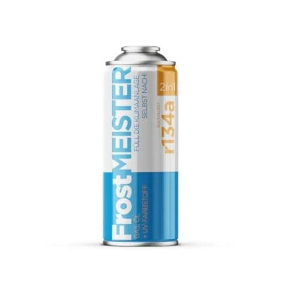 Afbeelding van FrostMEISTER Kit de remplissage 2 en 1 pour climatisation voiture 400 ml : rapide et facile avec remplacement R134a (1995 2016), respectueux l&#039;environnement sûr les véhicules
