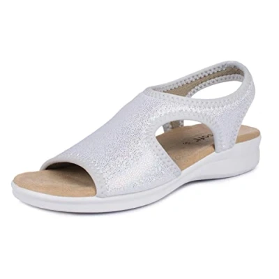Afbeelding van Aerosoft Dames stretch sandalen 05 ultralicht en rondom, zilver.