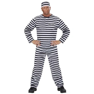 Afbeelding van Widmann Boef Kostuum Traditionele Gevangene Man Zwart / Wit Small Carnavalskleding Verkleedkleding