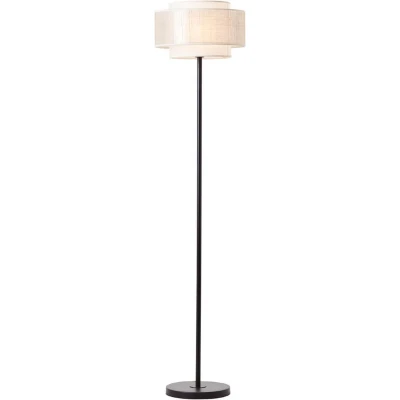 Afbeelding van BRILLIANT lamp, Odar vloerlamp 1 vlammig zwart/beige, 1x A60, E27, 42W, met voetschakelaar