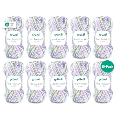 Afbeelding van Gründl Lisa Premium color (brei en haakgaren van 100% polyacryl, 50 g/133 m, voor naalden 3,5 4,5, 10 x g) lindegroen, lila roze