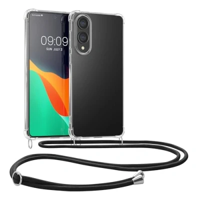 Afbeelding van kwmobile telefoonhoesje geschikt voor Samsung Galaxy S25 Edge Hoesje met telefoonkoord Back cover in transparant