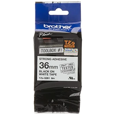 Afbeelding van Brother TZe S261 Labeltape extra sterk klevend Tapekleur: Wit Tekstkleur: Zwart 36 mm 8 m