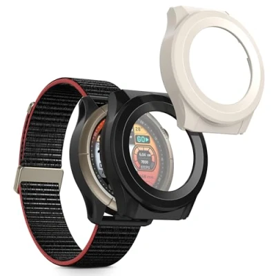Afbeelding van kwmobile 2x cover geschikt voor Amazfit Cheetah / Pro Fitnesstracker van gehard glas en kunststof frame set zwart wit