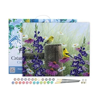 Afbeelding van Figured&#039;Art Schilderen op Nummer Volwassenen met lijst Goldfinch Paar Handwerk acrylverf Kit DIY Compleet 40x50cm Canvas al ingelijst