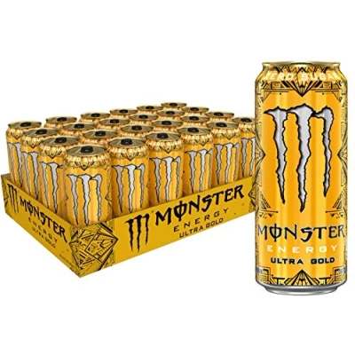 Afbeelding van Monster Energy Ultra Gold energiedranken zonder suiker, 473 ml, 24 stuks