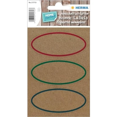 Afbeelding van HERMA 15753 Multifunctionele etiketten, 76 x 35 mm, 3 stuks per vel, 12 stickers, huishoudelijke etiketten om te schrijven, mat, blanco silphia papier, natuurbruin