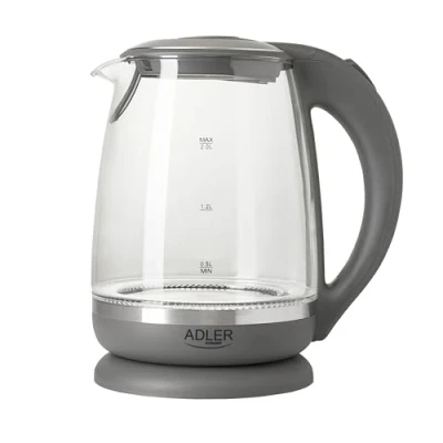 Image de Bouilloire Électrique en Verre 2 Litre Intérieur Éclairé sans Fil Adler AD1286 2200 Gris