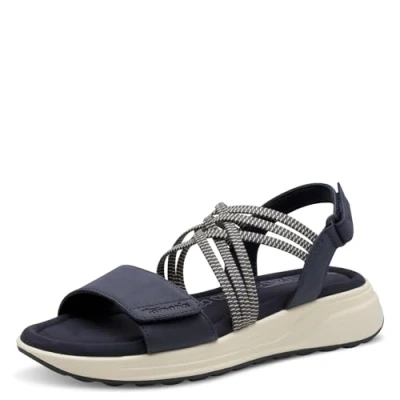 Afbeelding van Tamaris Damessandalen met sleehak, 1 28223 44, marineblauw, 37 EU, Navy Blauw, EU