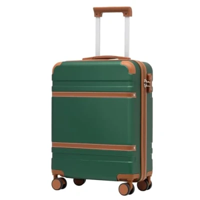 Afbeelding van COOLIFE Cabinekoffer 55 x 35 20 cm voor Ryanair vliegtuig, handbagage, cabinebagage, harde koffer met TSA slot en 4 dubbele wielen, Donkergroen, wielen
