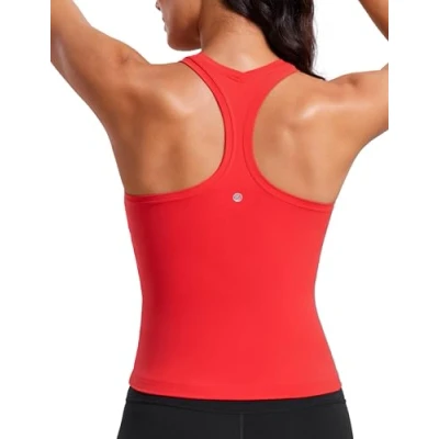 Afbeelding van CRZ yoga Butterluxe dames racerback tanktop mouwloos workout tops atletische shirts, Diep Rood, 40